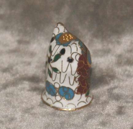 Vintage Cloisonne owl thimble