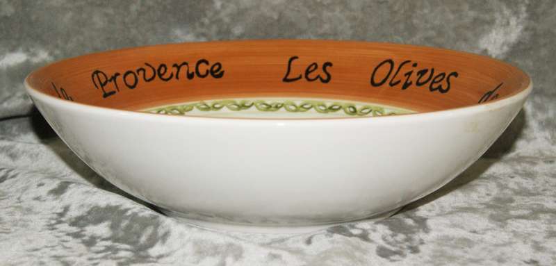 Hand crafted hand painted "Les Olives de Provence" salad bowl