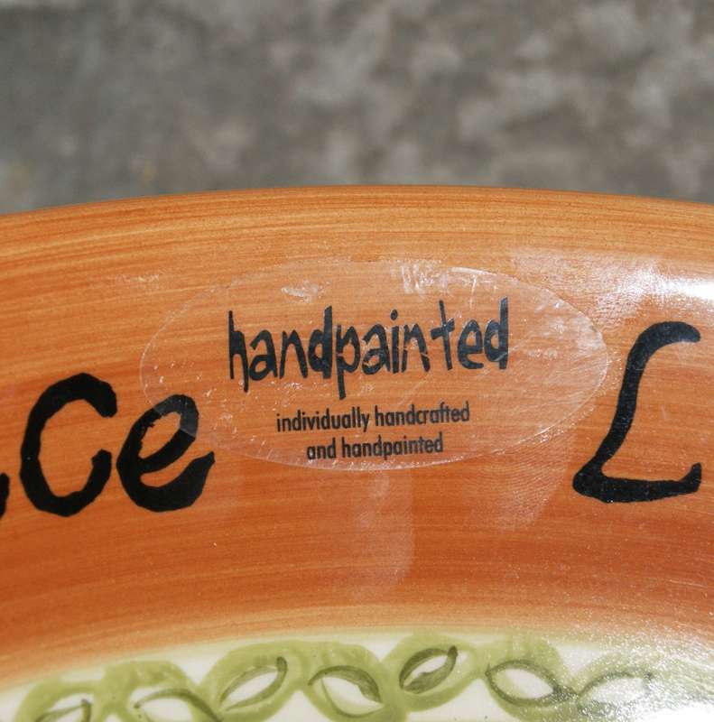 Hand crafted hand painted "Les Olives de Provence" salad bowl