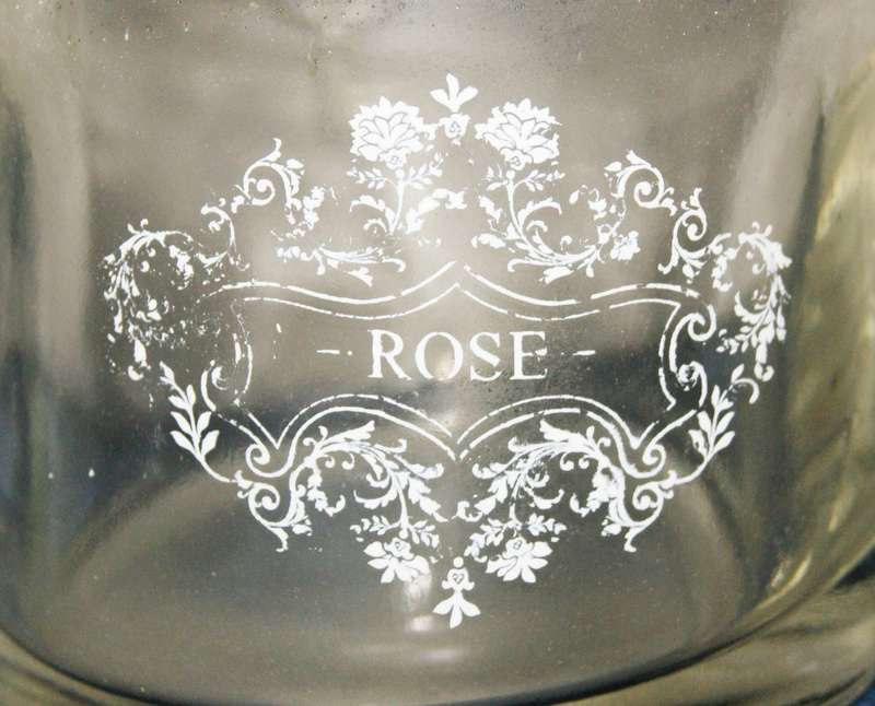2x Vintage rose decanters with crystal stoppers