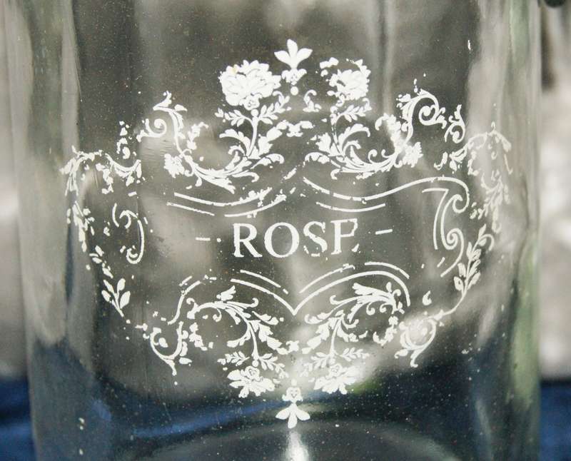 2x Vintage rose decanters with crystal stoppers