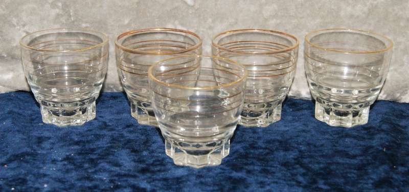 Set of 5 gilded french lemonade glasses