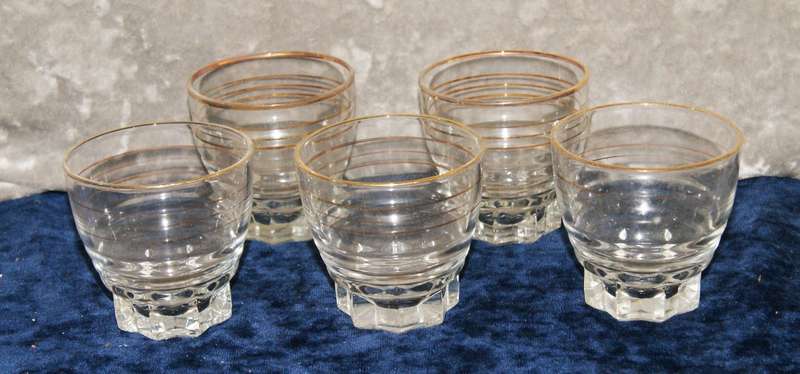 Set of 5 gilded french lemonade glasses