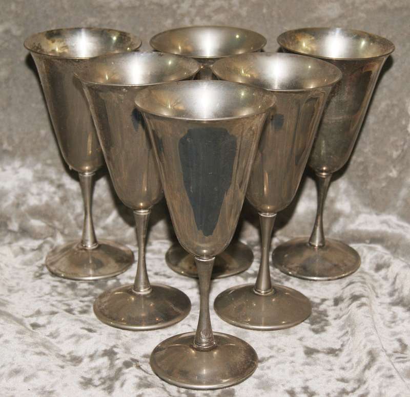Set of 6 Bolcona silver plated wine goblets