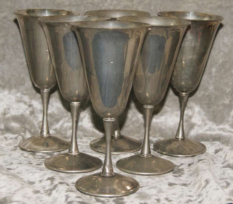 Set of 6 Bolcona silver plated wine goblets