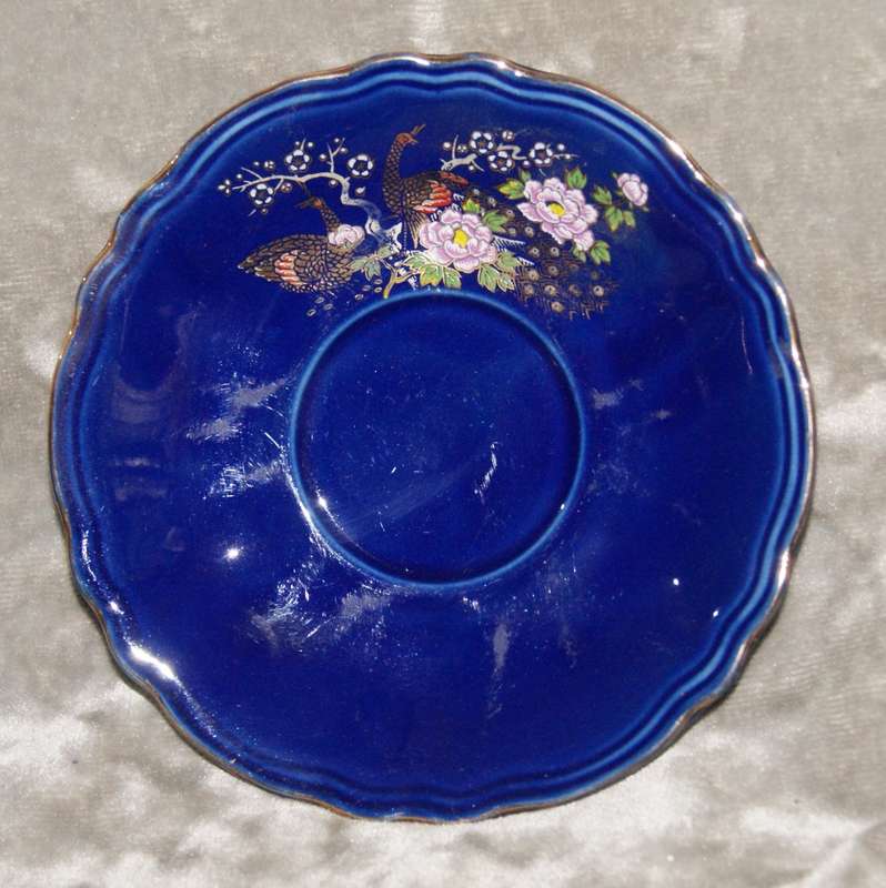 Set of 5 cobalt blue Satsuma style demitasse duo's