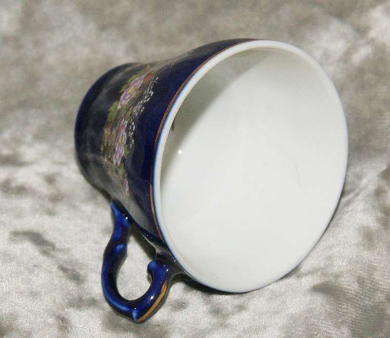Set of 5 cobalt blue Satsuma style demitasse duo's
