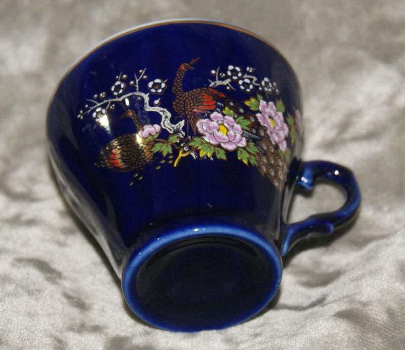 Set of 5 cobalt blue Satsuma style demitasse duo's