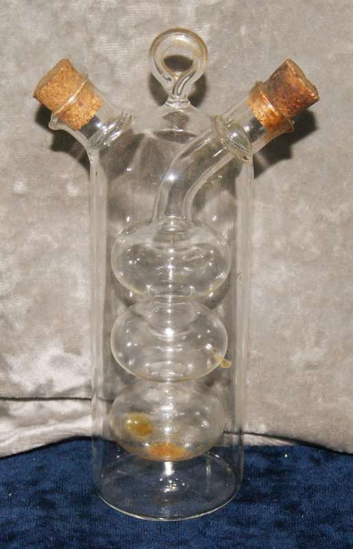 Hand blown glass olive oil and balsamic vinegar decanter