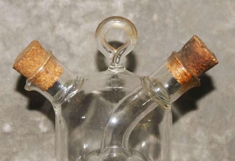Hand blown glass olive oil and balsamic vinegar decanter