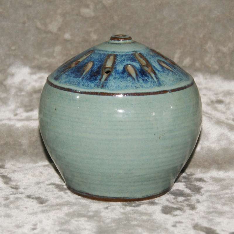 Vintage hand made hand painted stoneware potpourri holder