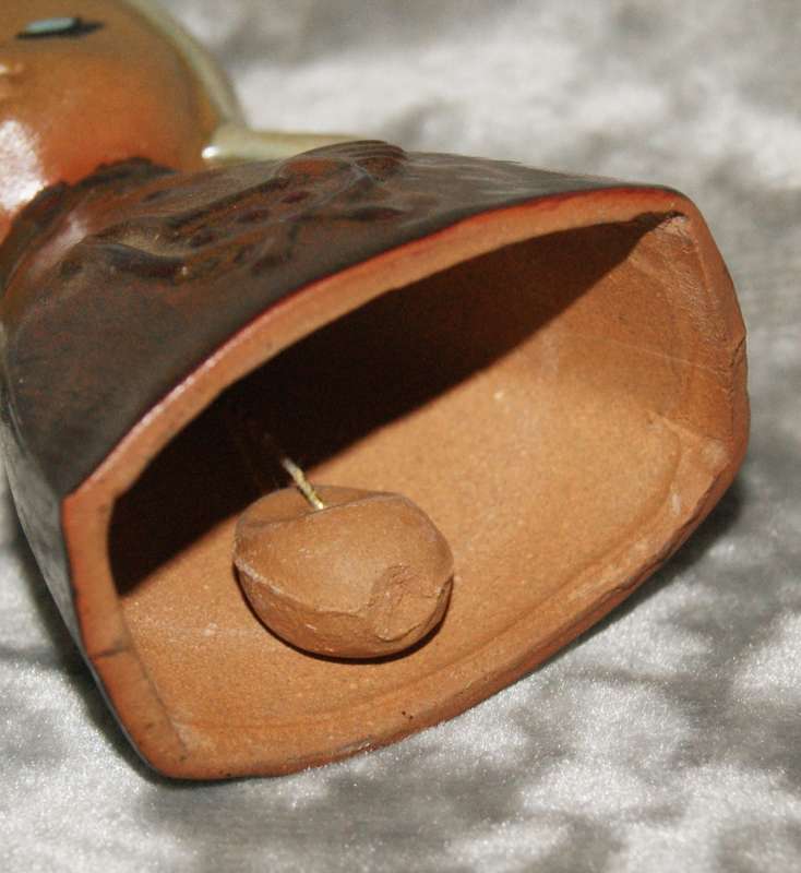Vintage glazed stoneware girl figurine bell