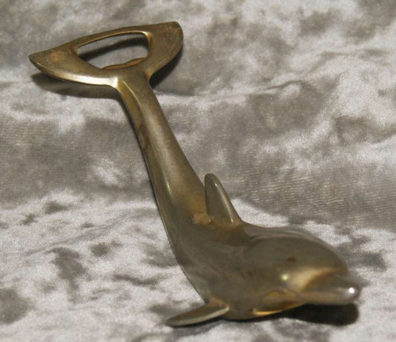 Silver plated dolphin bottle opener