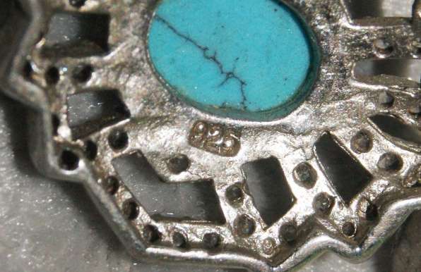 925 Sterling silver, turquoise and CZ pendant (4.2g) @@ CCRRAAZZYY R1 START