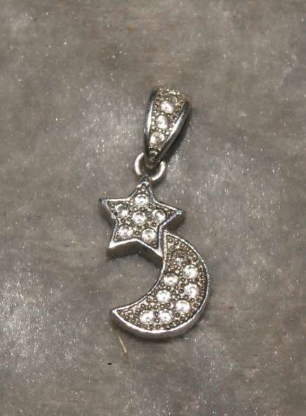 925 Sterling silver moon and star pendant (1.2g) @@ CCRRAAZZYY R1 START