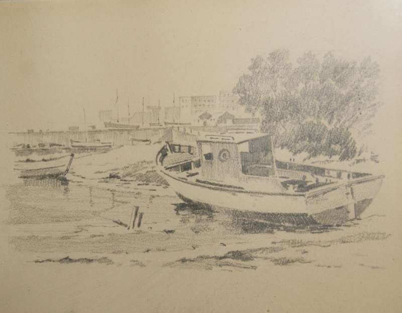 John Paterson Pencil on Paper harbor/ fishing scenes signed