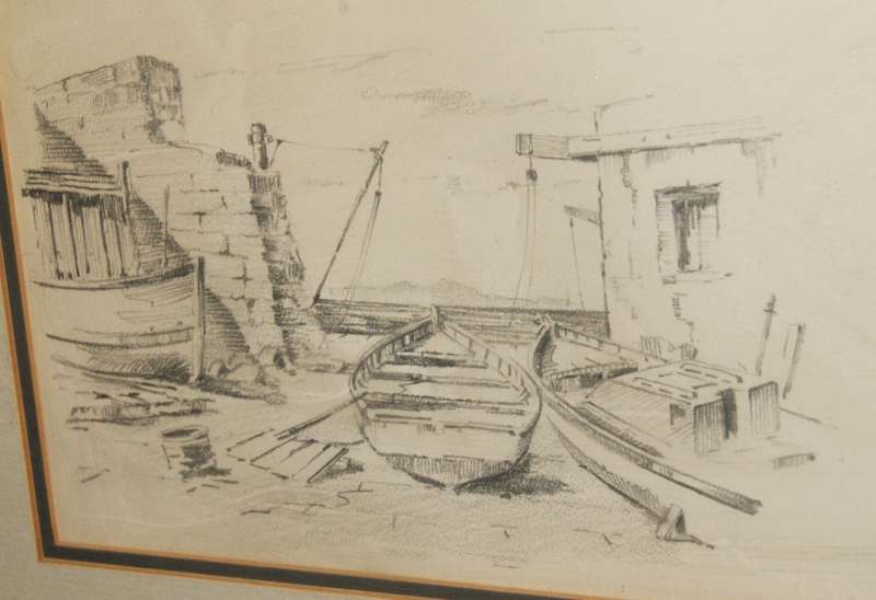 John Paterson Pencil on Paper harbor/ fishing scenes signed