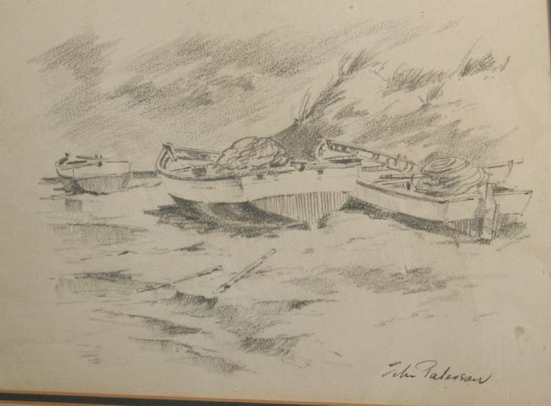 John Paterson Pencil on Paper harbor/ fishing scenes signed