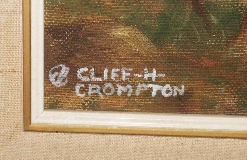 Landscape oil on board by Cliff H Crompton signed