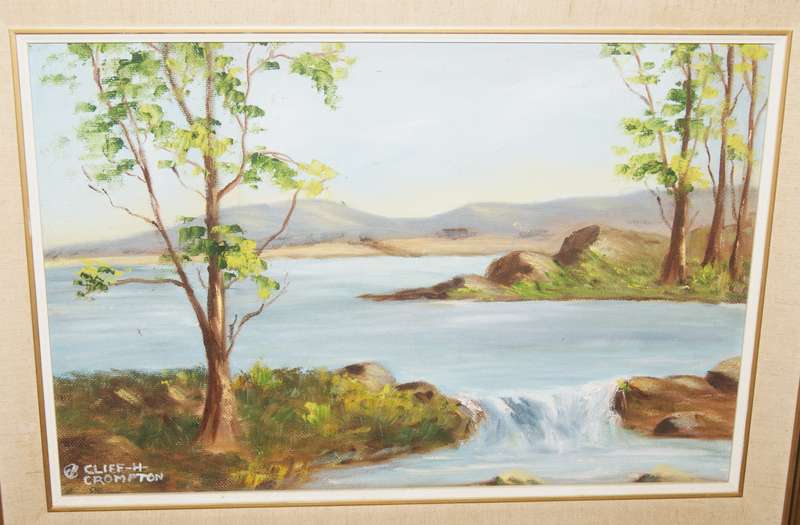 Landscape oil on board by Cliff H Crompton signed