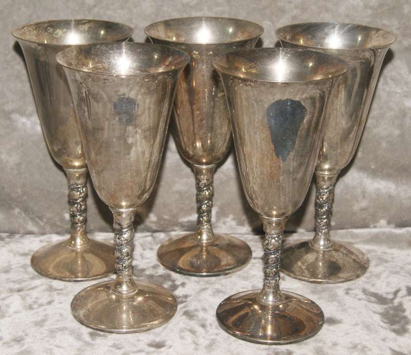 Set of 5 Valero silver plated wine goblets
