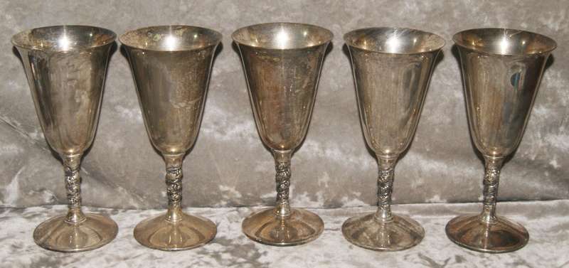 Set of 5 Valero silver plated wine goblets