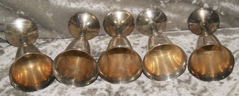 Set of 5 Valero silver plated wine goblets
