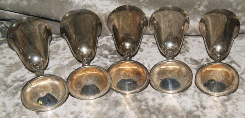 Set of 5 Valero silver plated wine goblets