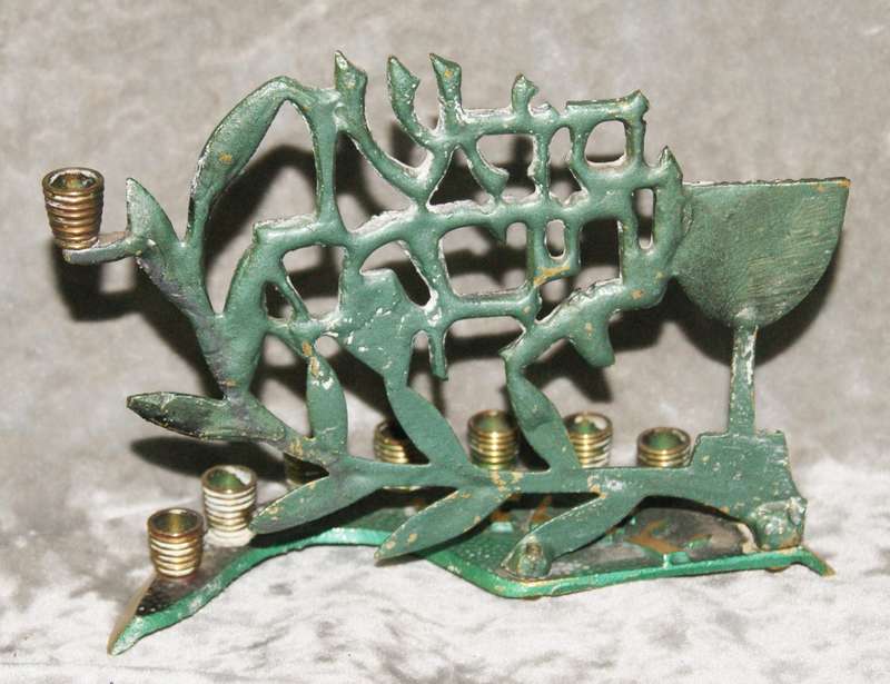 Brass and enamel Menorah made in Israel