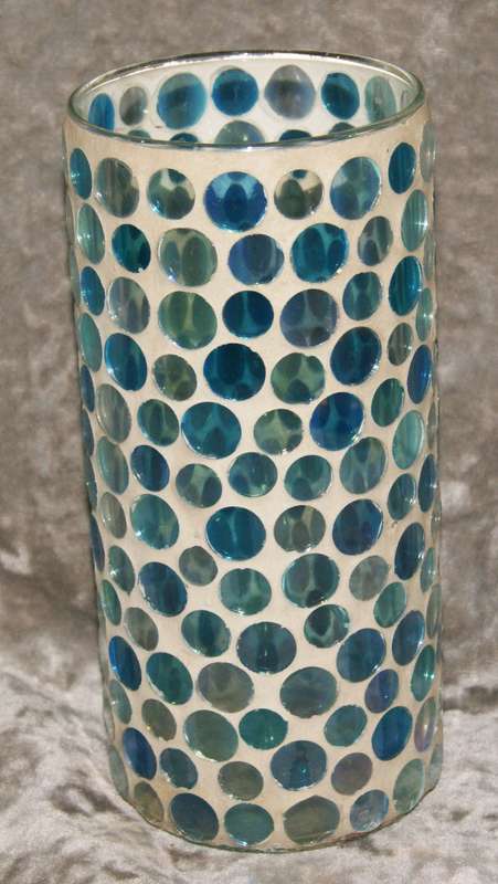 Glass vase with mosaic rainbow round glass tiles