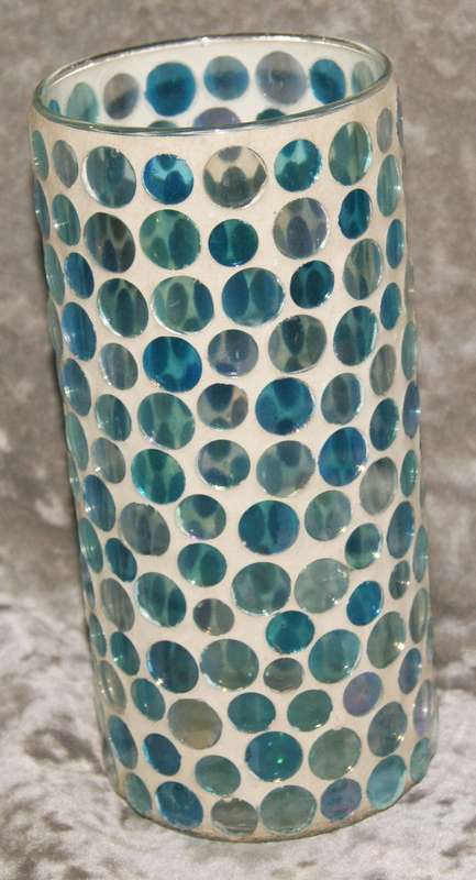 Glass vase with mosaic rainbow round glass tiles