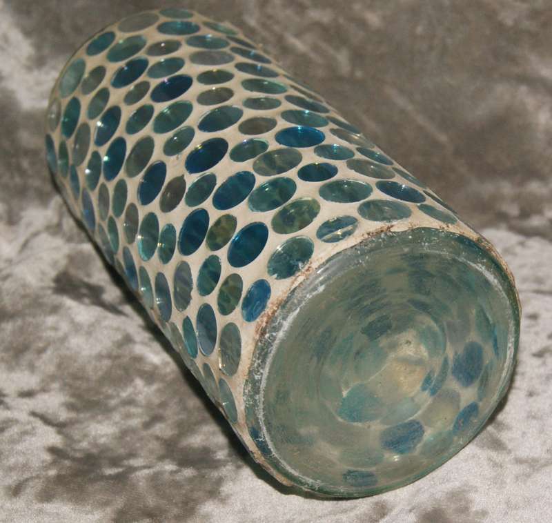 Glass vase with mosaic rainbow round glass tiles