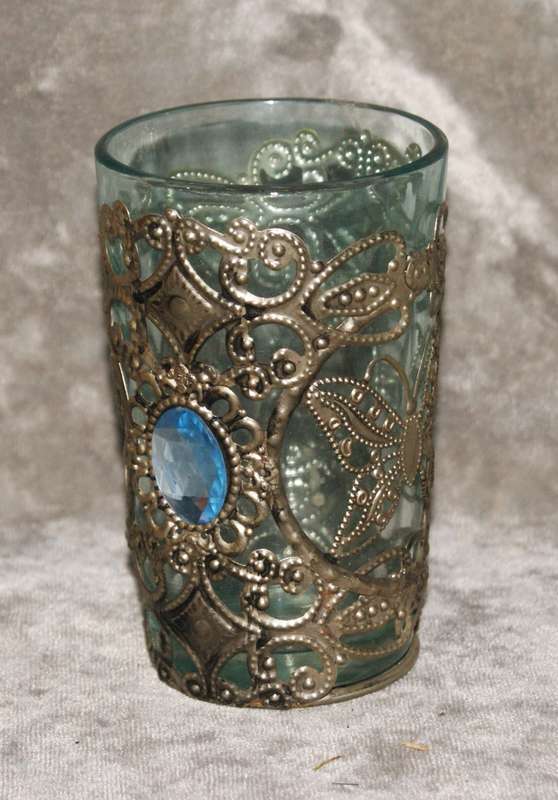 Glass and metal votif candle holder @ R1 start