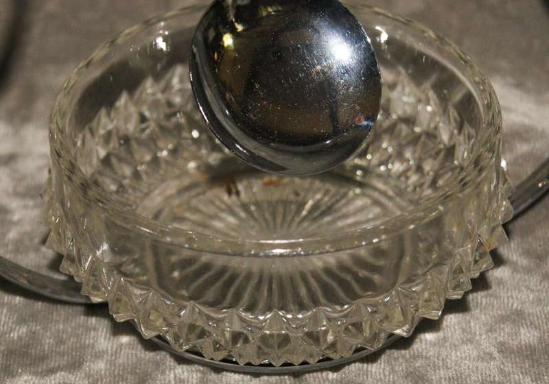 Silver plated and moulded glass sugar bowl with spoon @ Crazy R1 start