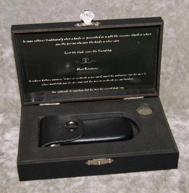Enlan Biltong Pro knife with 1936 silver Sixpence coin