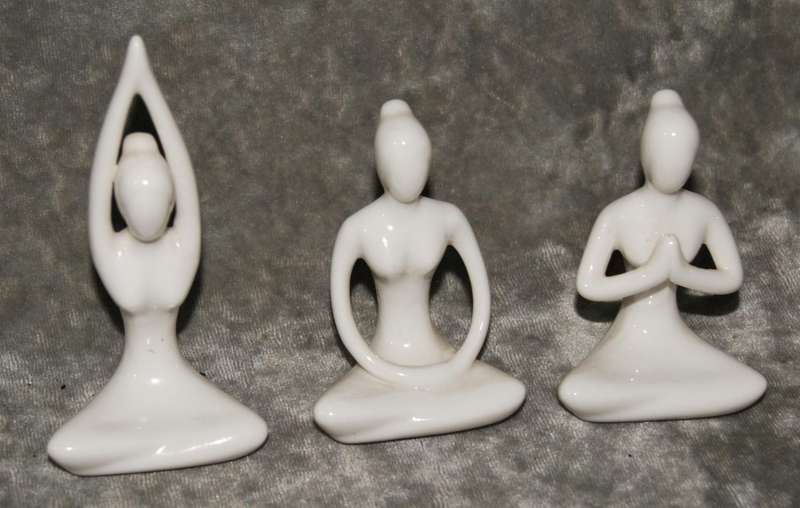 Lot of 3 meditation pose ceramic figurines