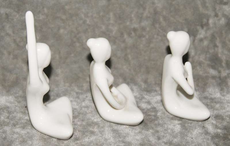 Lot of 3 meditation pose ceramic figurines