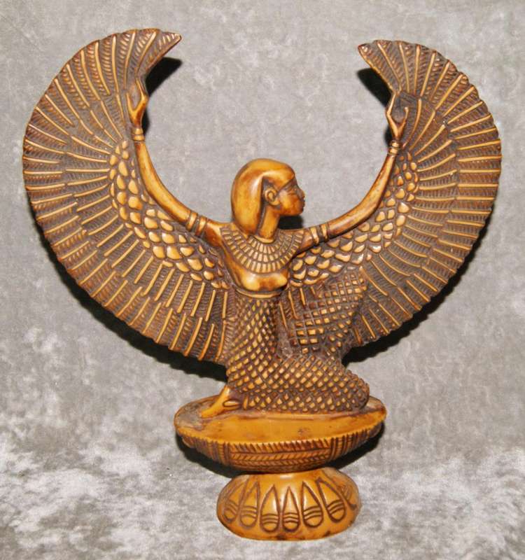 Egyptian hand cast resin hand decorated Isis statue