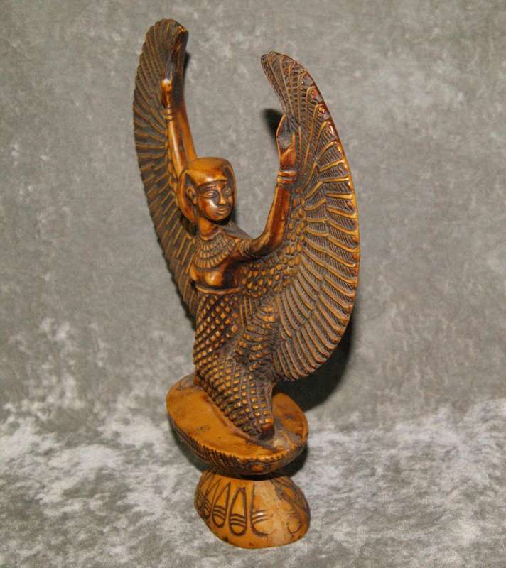 Egyptian hand cast resin hand decorated Isis statue