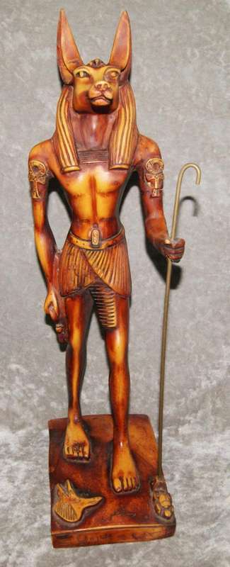 Egyptian hand cast resin hand decorated Anubis statue