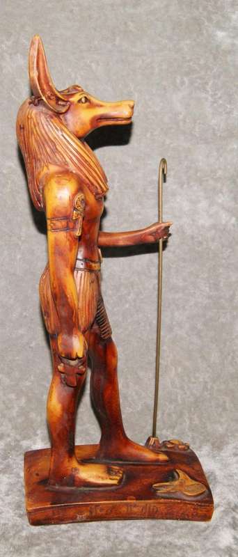 Egyptian hand cast resin hand decorated Anubis statue