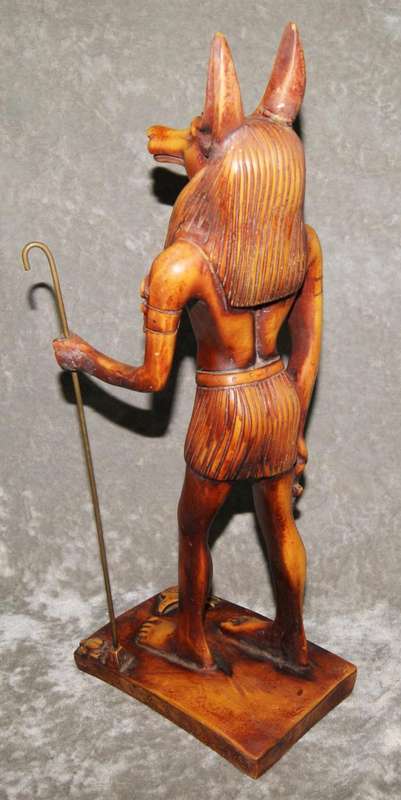 Egyptian hand cast resin hand decorated Anubis statue