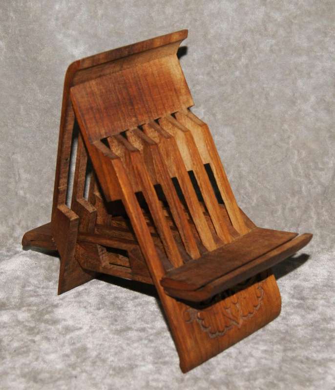 Vintage hand carved foldable book stand carved from single piece of wood