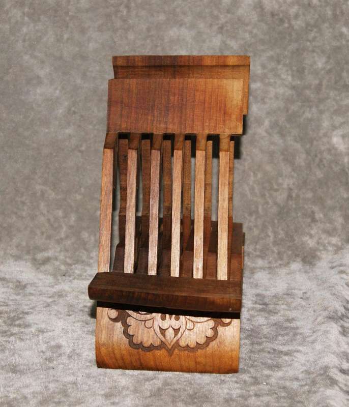 Vintage hand carved foldable book stand carved from single piece of wood