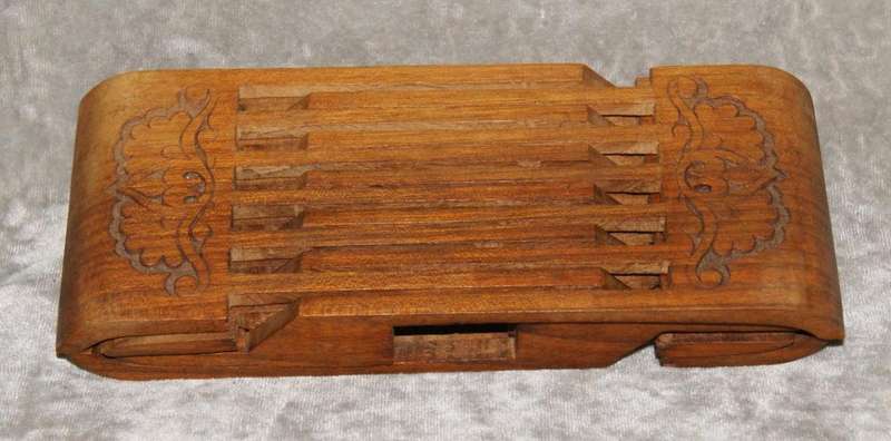 Vintage hand carved foldable book stand carved from single piece of wood