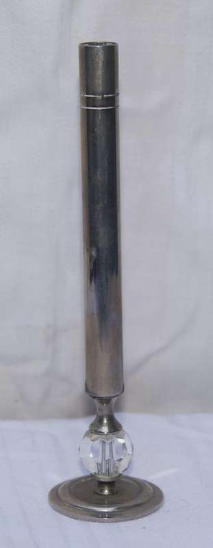 Silver plate and crystal single bud vase @ crazy R1 start