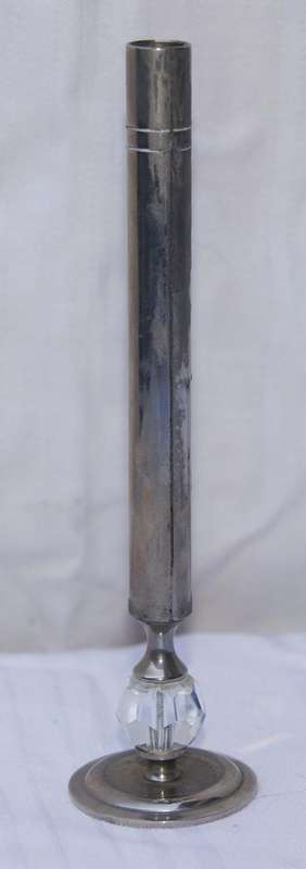 Silver plate and crystal single bud vase @ crazy R1 start