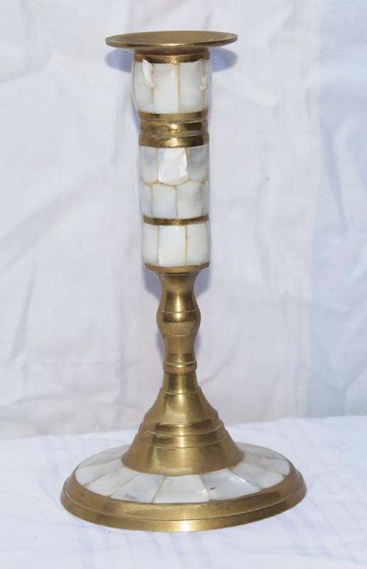 Vintage mother of pearl and brass candlestick @ crazy R1 start