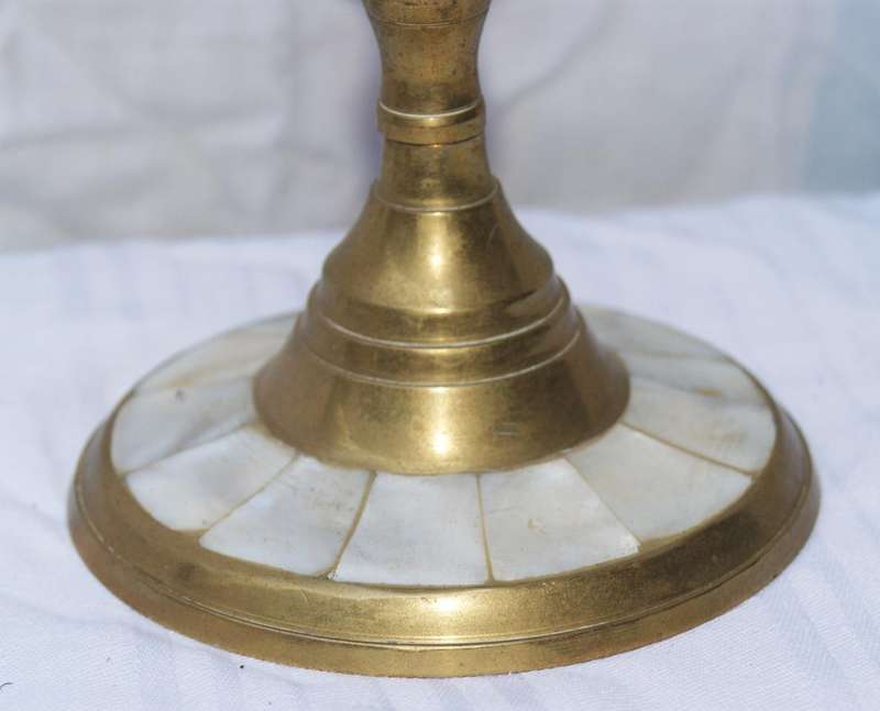 Vintage mother of pearl and brass candlestick @ crazy R1 start