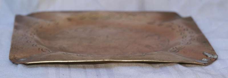 Vintage hand etched brass ashtray